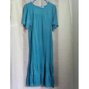 Phases Blue Turquosie Tiered Midi Dress Preppy Feminine Academia Size M